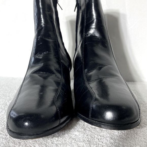 Vintage Florsheim Black Leather Round Toe Ankle Boots 10.5D - Picture 8 of 12